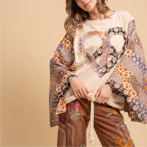 Blue Velvet Bohemian Floral Patchwork Hoodie